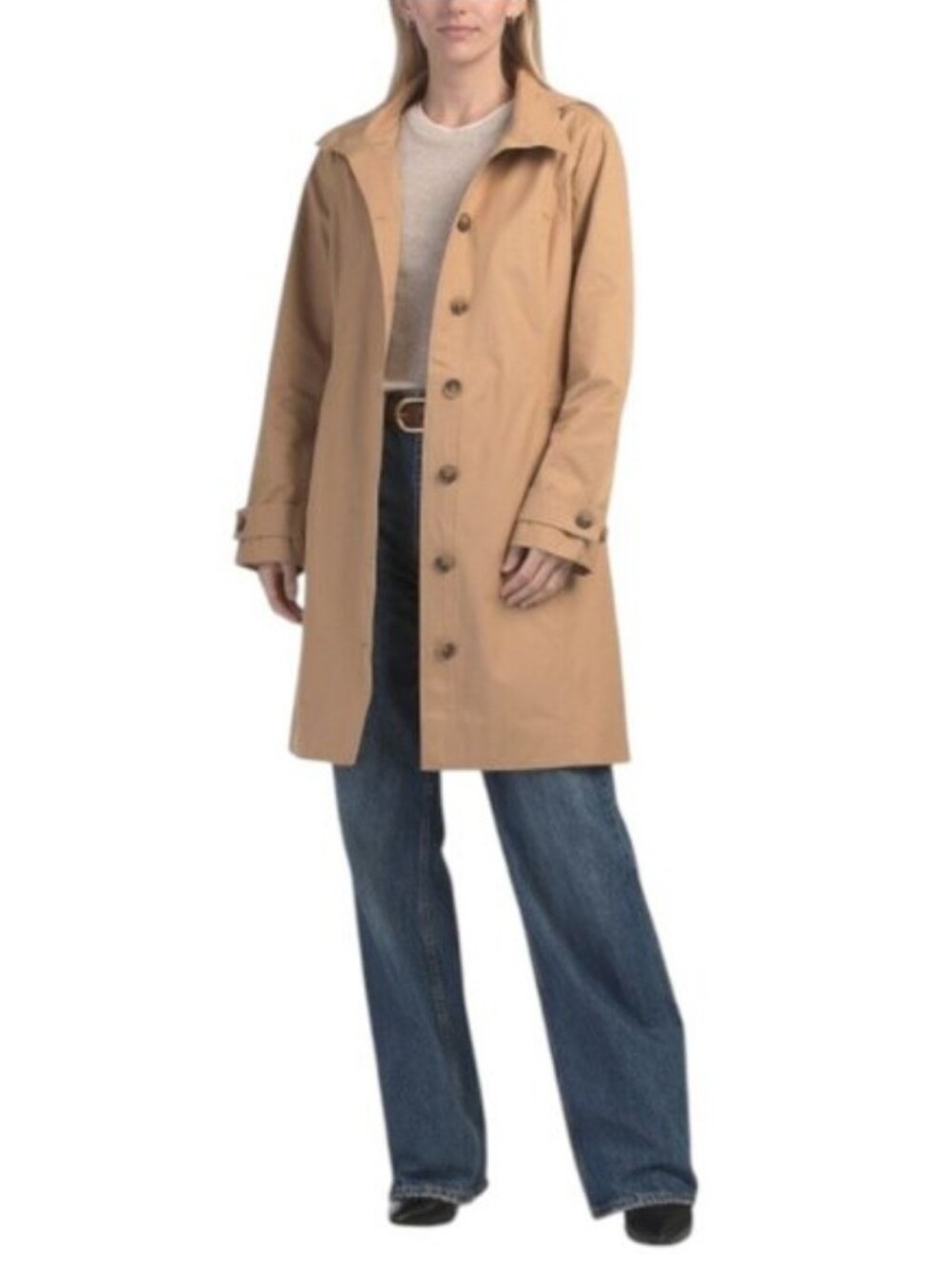 RACHEL ZOE Long Sleeve Relaxed Trench Coat With Hood